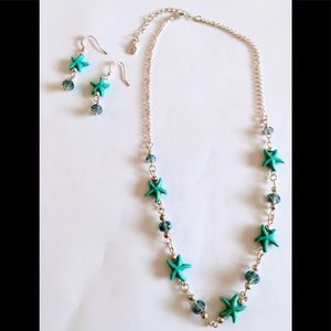 Starfish necklace and earrings set
